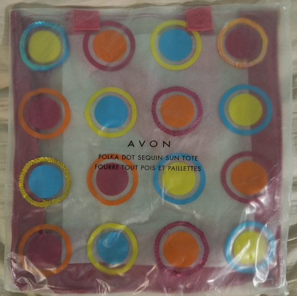 NWT | Avon Polka Dot Sequin Sun Tote - Picture 3 of 3